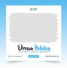 Travel social media post and square banner template