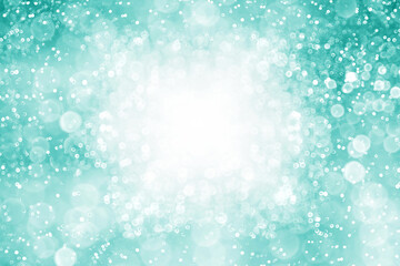 Teal turquoise mint glitter sparkle bokeh celebrate Christmas background - 457753709