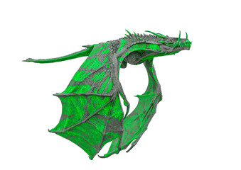 master dragon is flying in white background side view