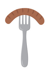 vector graphic illustration, icon with fork and sausage