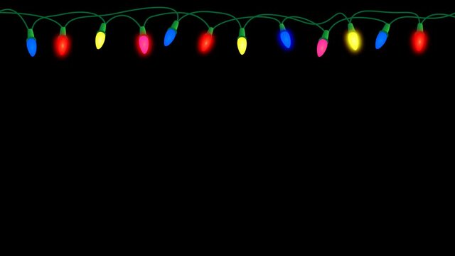 Colorful Christmas lights. Seamless loop. PNG codec with alpha channel - transparent background