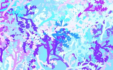 Light Pink, Blue vector doodle background with leaves, branches.