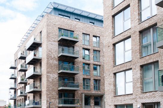 London, United Kingdom, 18, September, 2021: New modern apartment block of flats in Upton Park in Newham, East London, England, UK 
