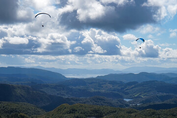 Paragliding in the mountains in Norway