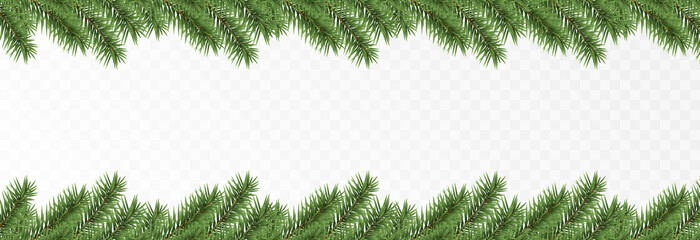 Vector fir branches. Spruce branches png, pine, spruce. Christmas decorations, Christmas background. - obrazy, fototapety, plakaty