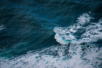 Atlantic ocean top view. Water background texture.