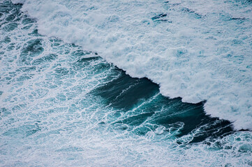 Atlantic ocean top view. Water background texture.