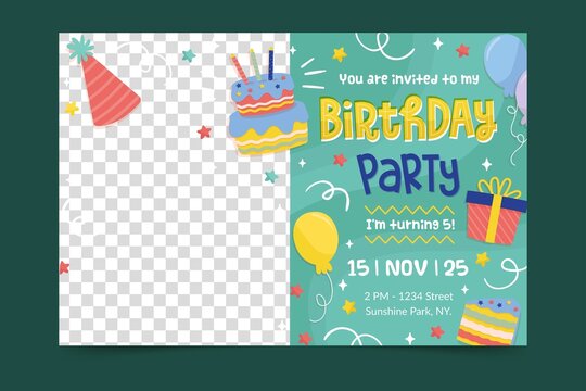happy birthday invitation template vector design illustration