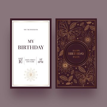 elegant brown birthday card template vector design illustration