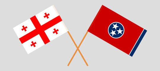 Crossed flags of Georgia and the State of Tennessee. Official colors. Correct proportion