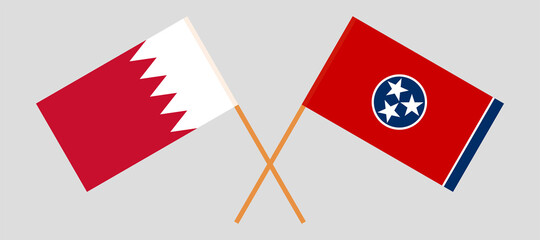 Crossed flags of Bahrain and the State of Tennessee. Official colors. Correct proportion