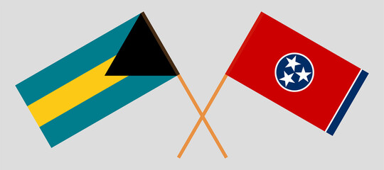 Crossed flags of the Bahamas and the State of Tennessee. Official colors. Correct proportion