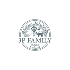 Vintage style ranch logo design vector