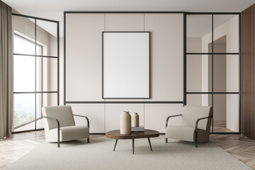 Canvas in elegant beige living room seating area