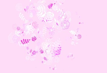 Light Purple, Pink vector natural backdrop with leaves.