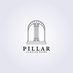Simple line pillar build logo vector illustration design