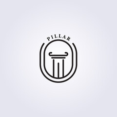 simple justice law pillar line logo vector icon symbol illustration design
