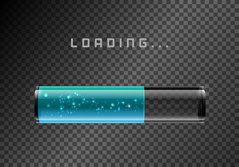 Transparent Blue Loading Bars with shine. Isolated