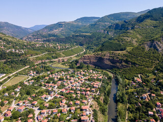 Aerial view of village of Tserovo, Bulgaria