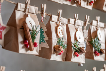 Creative advent Calendar for Christmas as countdown - obrazy, fototapety, plakaty