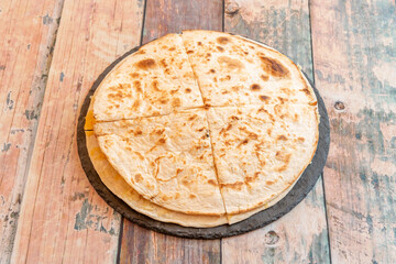 Mexican ham quesadillas cooked with cheese and grilled