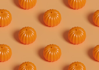 Halloween orange pumpkin. Isometric seamless pattern. 3d illustration.
