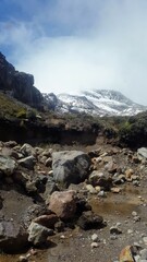 river and mountains in Cayambe Ecuador 