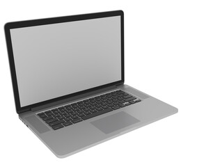 top left view laptop isolated empty screen on white background for making mockup