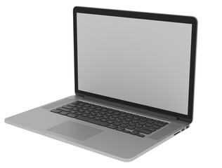 top right view laptop isolated empty screen on white background for making mockup