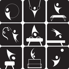 Gymnastics symbols set