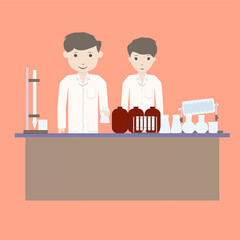 Cartoon illustration of laboratory room
