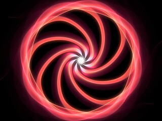 abstract red spiral star imploding space design