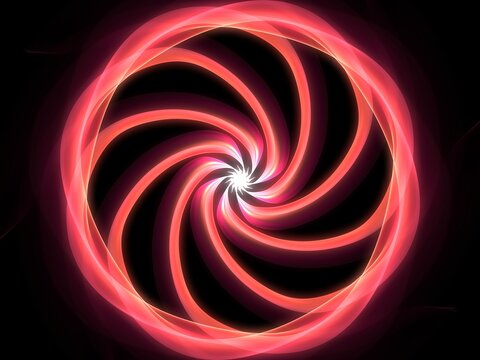 abstract red spiral star imploding space design
