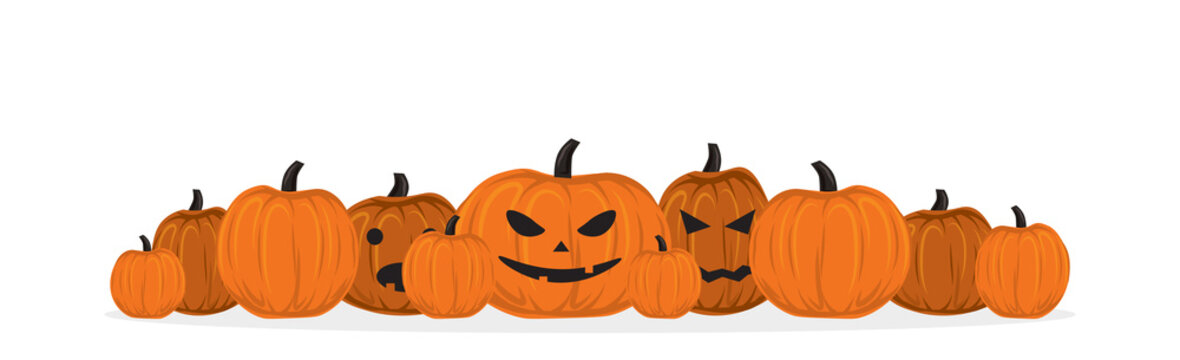 Set of realistic pumpkins for the holiday halloween - Vector