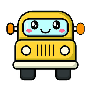 cute school bus cartoon character illustration vector graphic