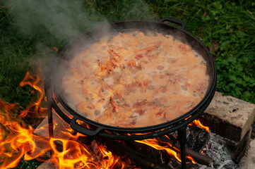 fried shrimp on an open fire