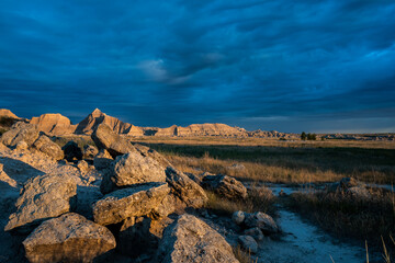 Blue Moring Sky Above Badlands