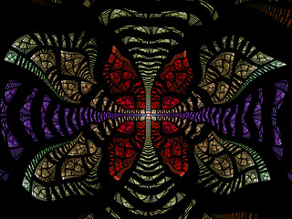 Abstract fractal butterfly, computer-generated illustration.