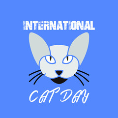 Obraz na płótnie Canvas Happy easter card with cat, International cat day