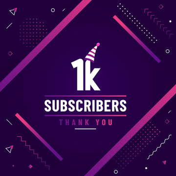 Thank you 1K subscribers, 1000 subscribers celebration modern colorful design.