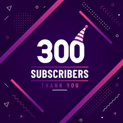 Thank you 300 subscribers celebration modern colorful design.