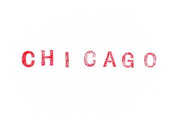 Red color rubber stamp in word chicago on white paper background