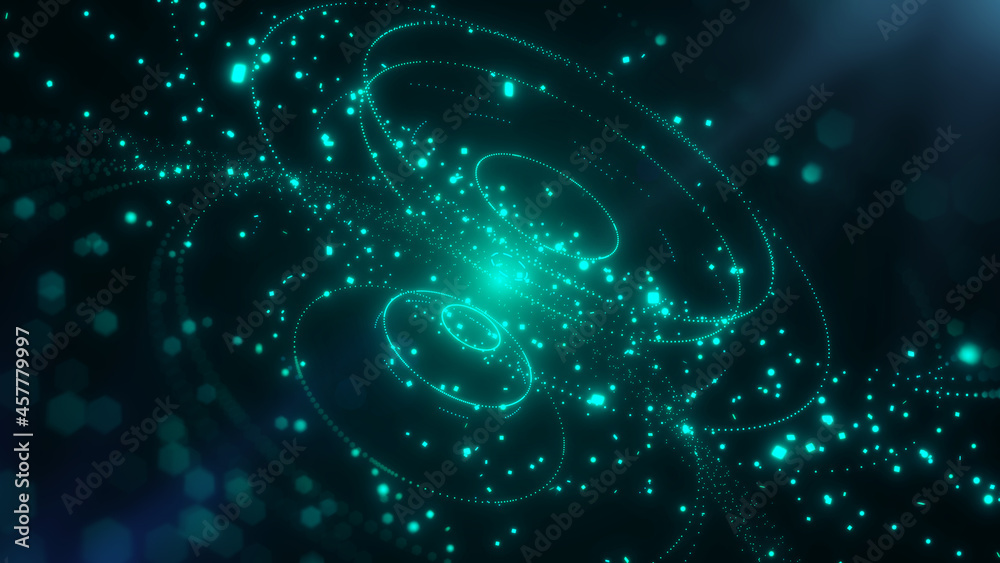 Poster Big Data Spinning Communicate Transfer via Line Dot Connection Network Illustration Background	