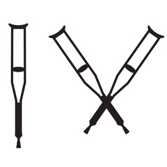 Crutches icon on transparent background. Crutches Equipment sign. crossed crutches symbol. flat style. 