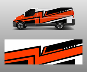Cargo van decal with green wave shapes , truck and car wrap vector, Graphic abstract stripe designs for wrap branding vehicle