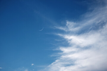 Crescent moon in the evening