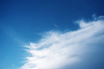 Crescent moon in the evening
