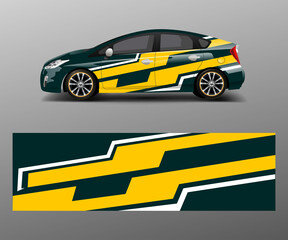 Fototapeta na wymiar Company branding Car decal wrap design vector. Graphic abstract shapes designs company car