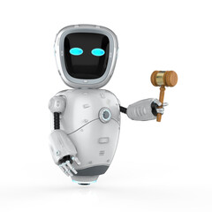 Naklejka premium Internet law concept with assistant robot hold gavel judge