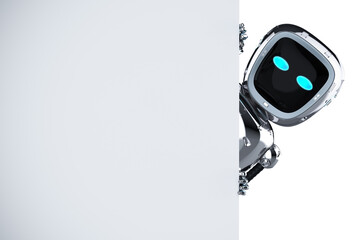 cyborg or robot assistant with white blank space